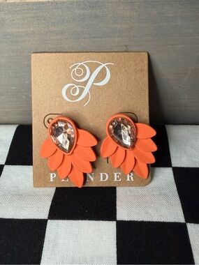 Plunder Orange Petal Stud Earrings